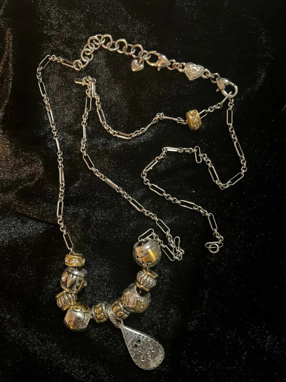 Brighton Two-Tone Silver & Gold Charm Necklace with MOM Teardrop - Picture 3 of 7